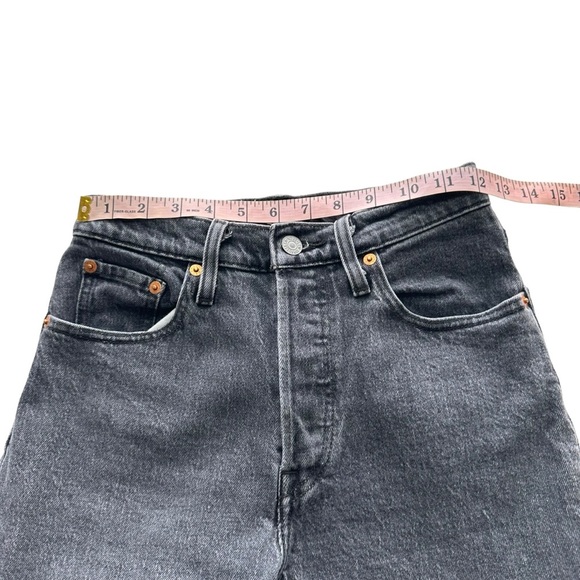 LEVI’S Washed Black 501’s Button Fly Straight Leg Jeans 36200-0014 Crop W24 L26 - Picture 12 of 15